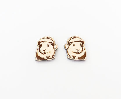 Guinea Pig Christmas stud blanks, wood earring blanks