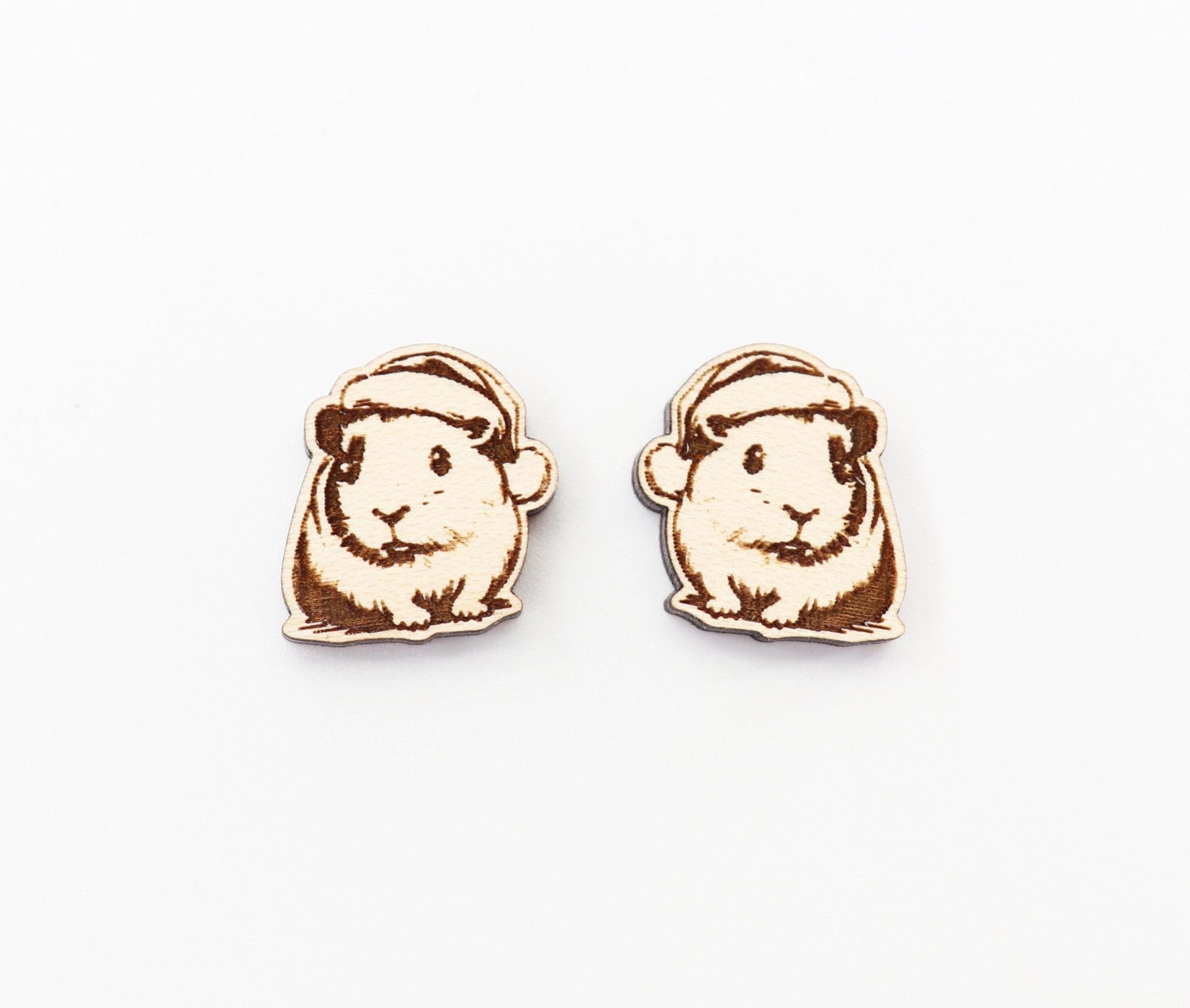 Guinea Pig Christmas stud blanks, wood earring blanks