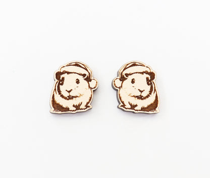 Guinea Pig Christmas stud blanks, wood earring blanks