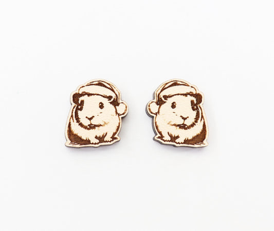 Guinea Pig Christmas stud blanks, wood earring blanks