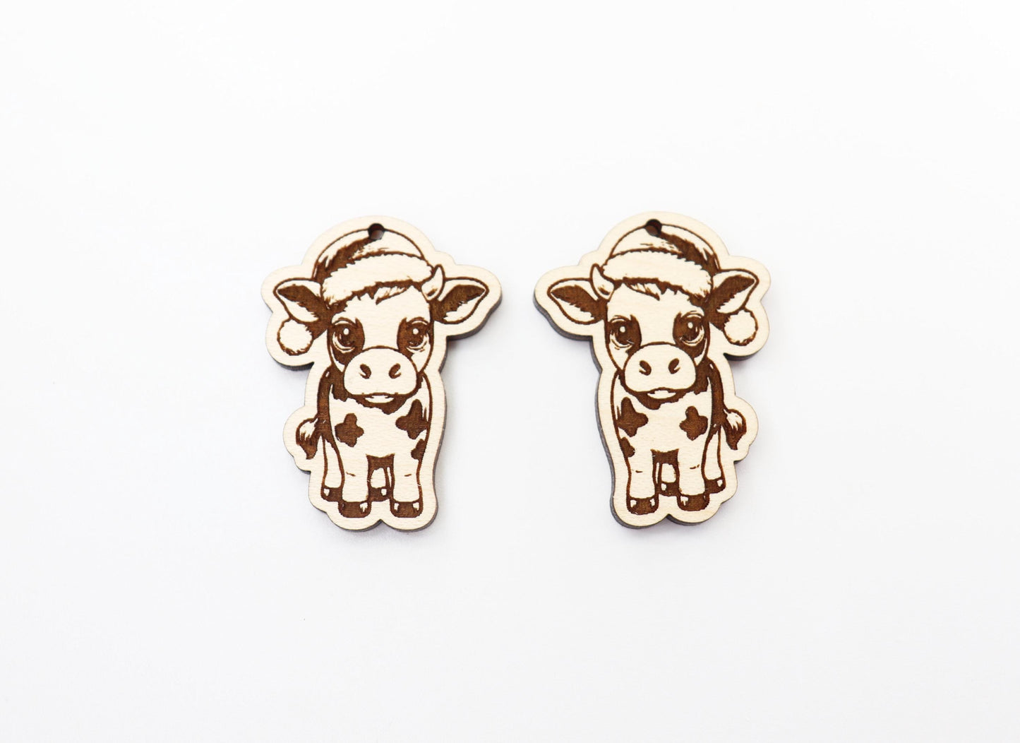 Christmas Cow earring blanks, wood earring blanks