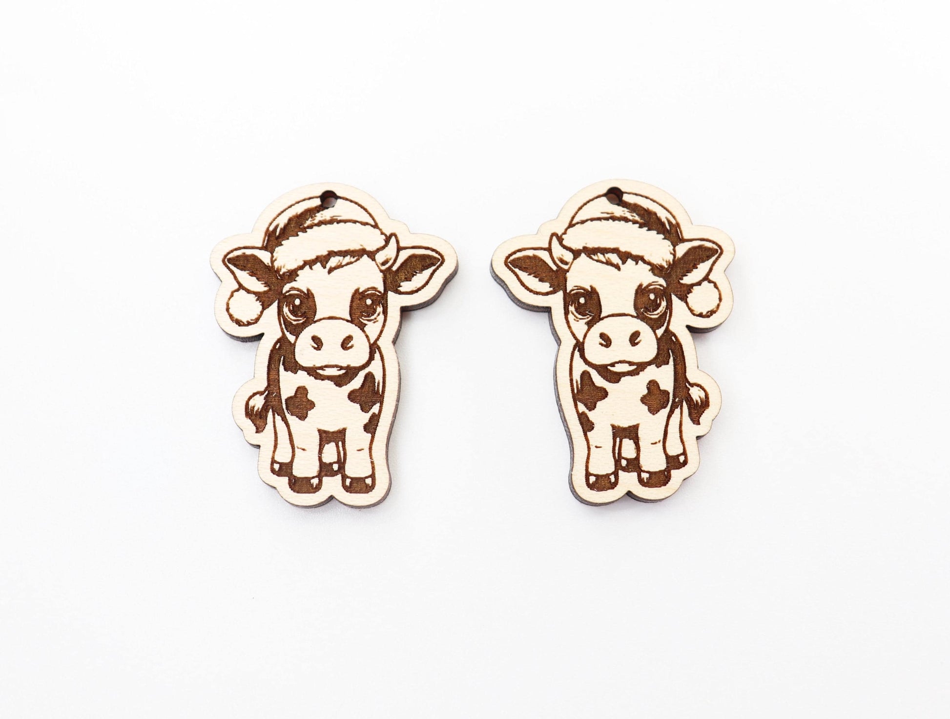 Christmas Cow earring blanks, wood earring blanks