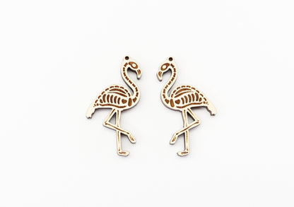 Flamingo skeleton earrings, wood earring blanks