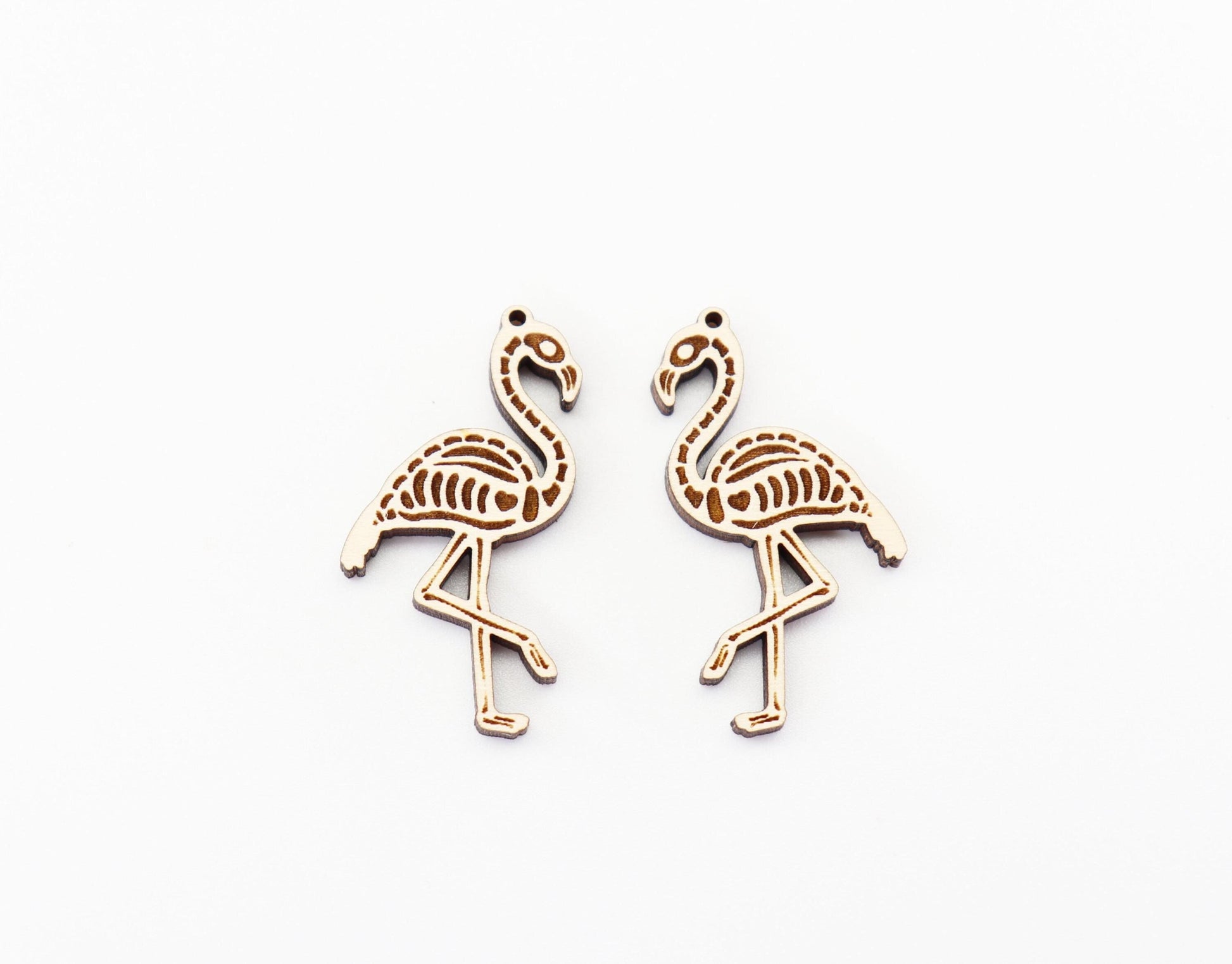 Flamingo skeleton earrings, wood earring blanks