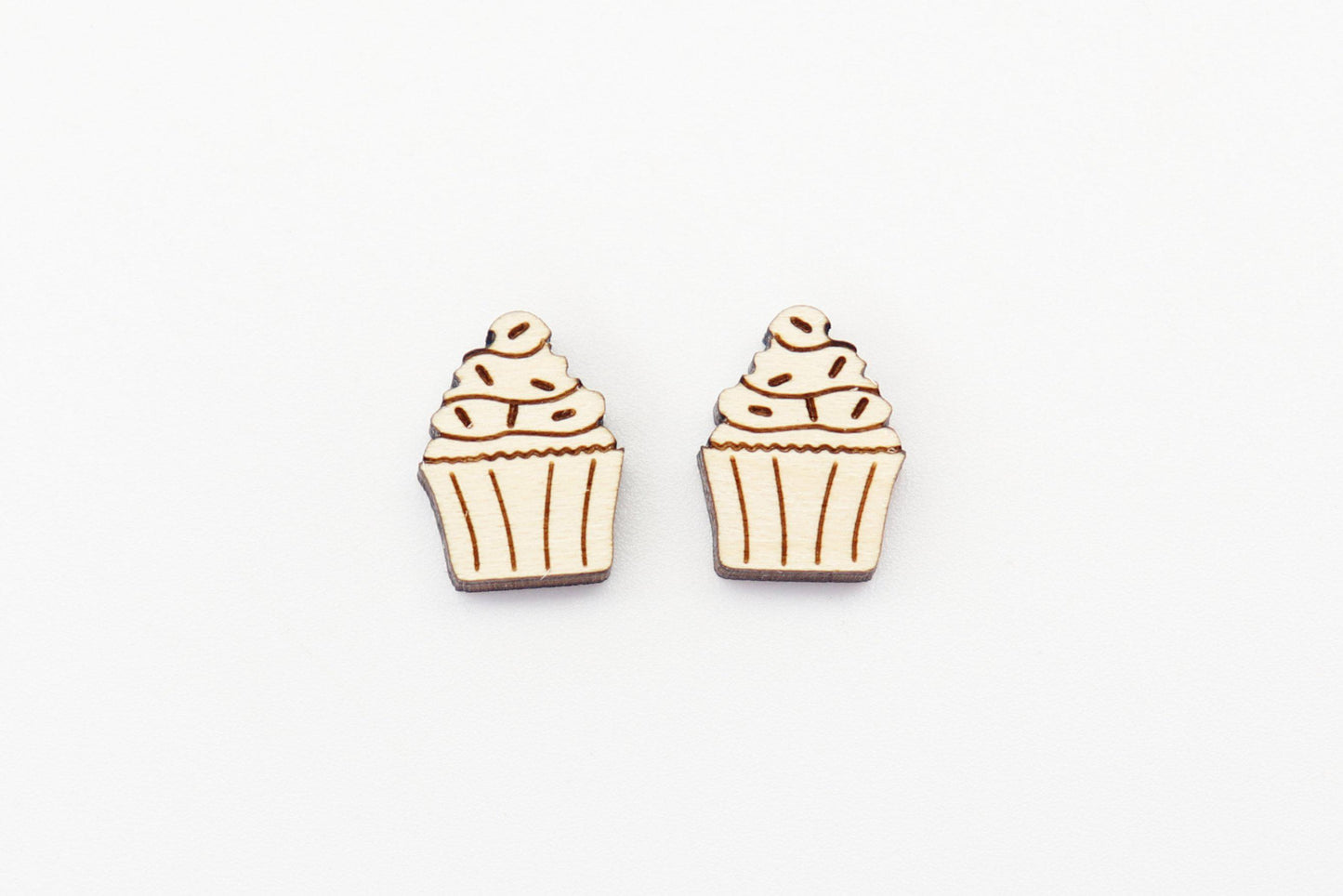 Cupcake stud blanks, wood earring blanks