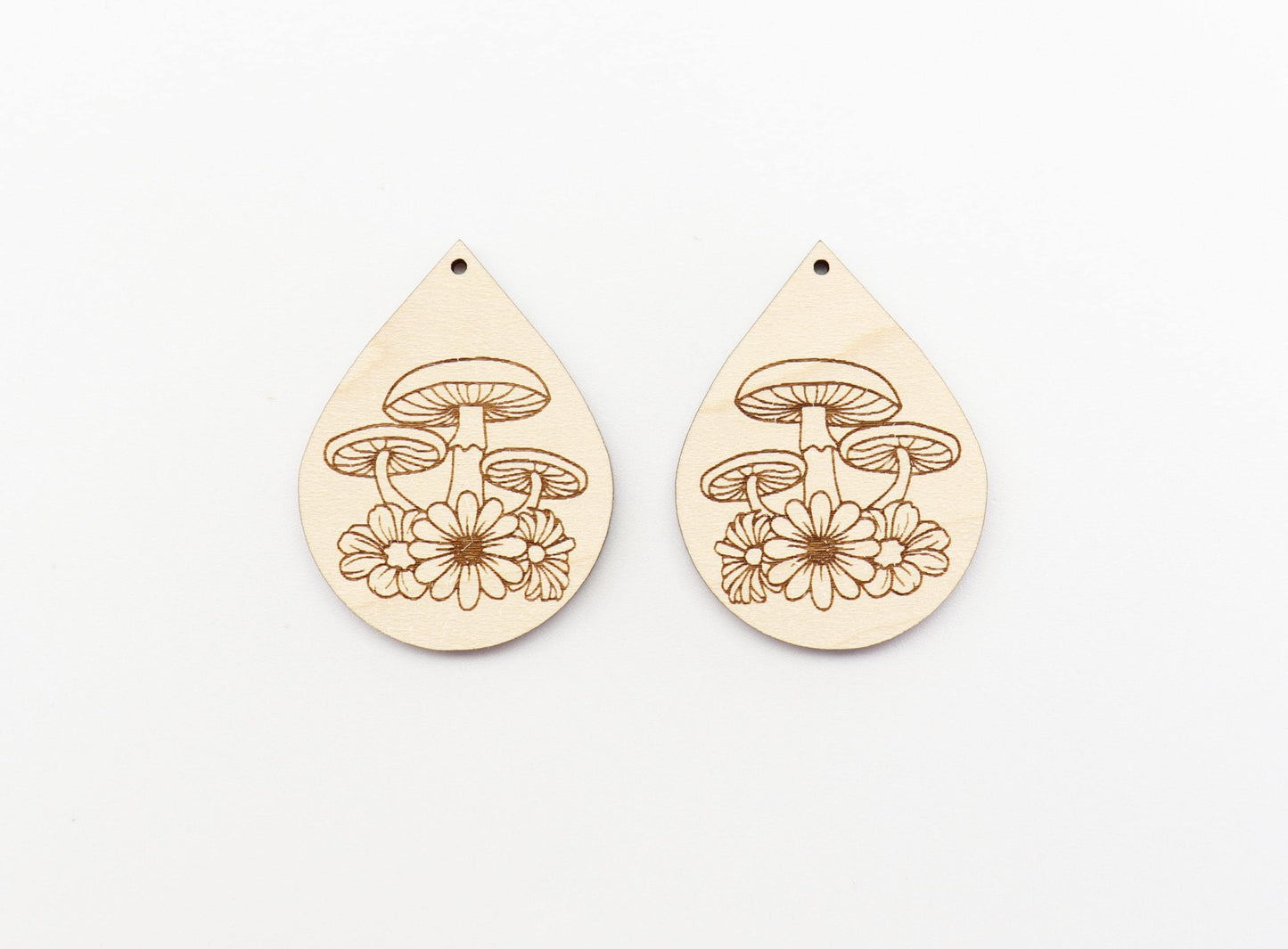 Mushroom earrings, wood earring blanks