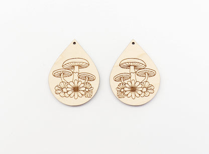 Mushroom earrings, wood earring blanks