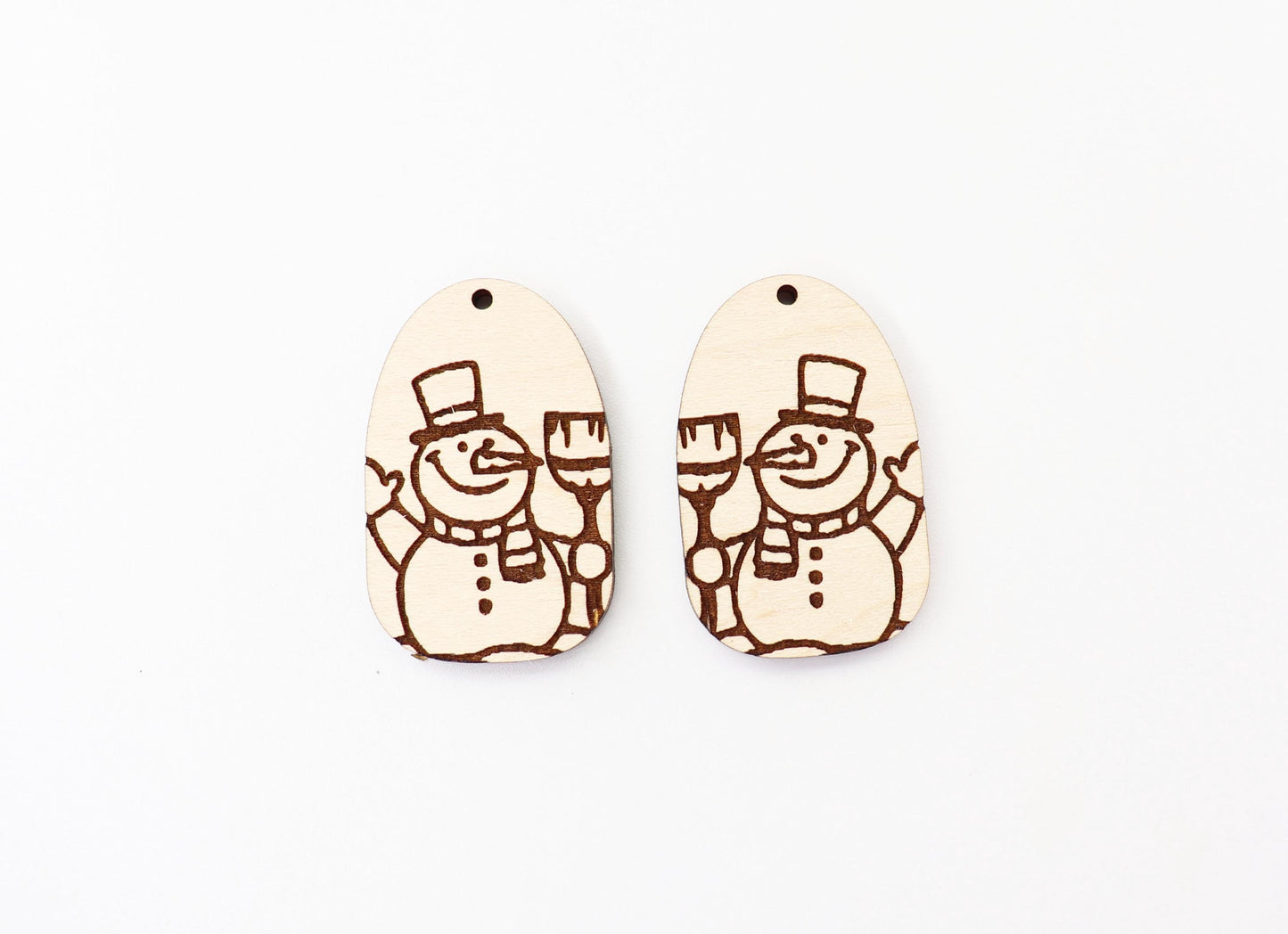 Snowman earring blanks, wood cutouts, sold per pair