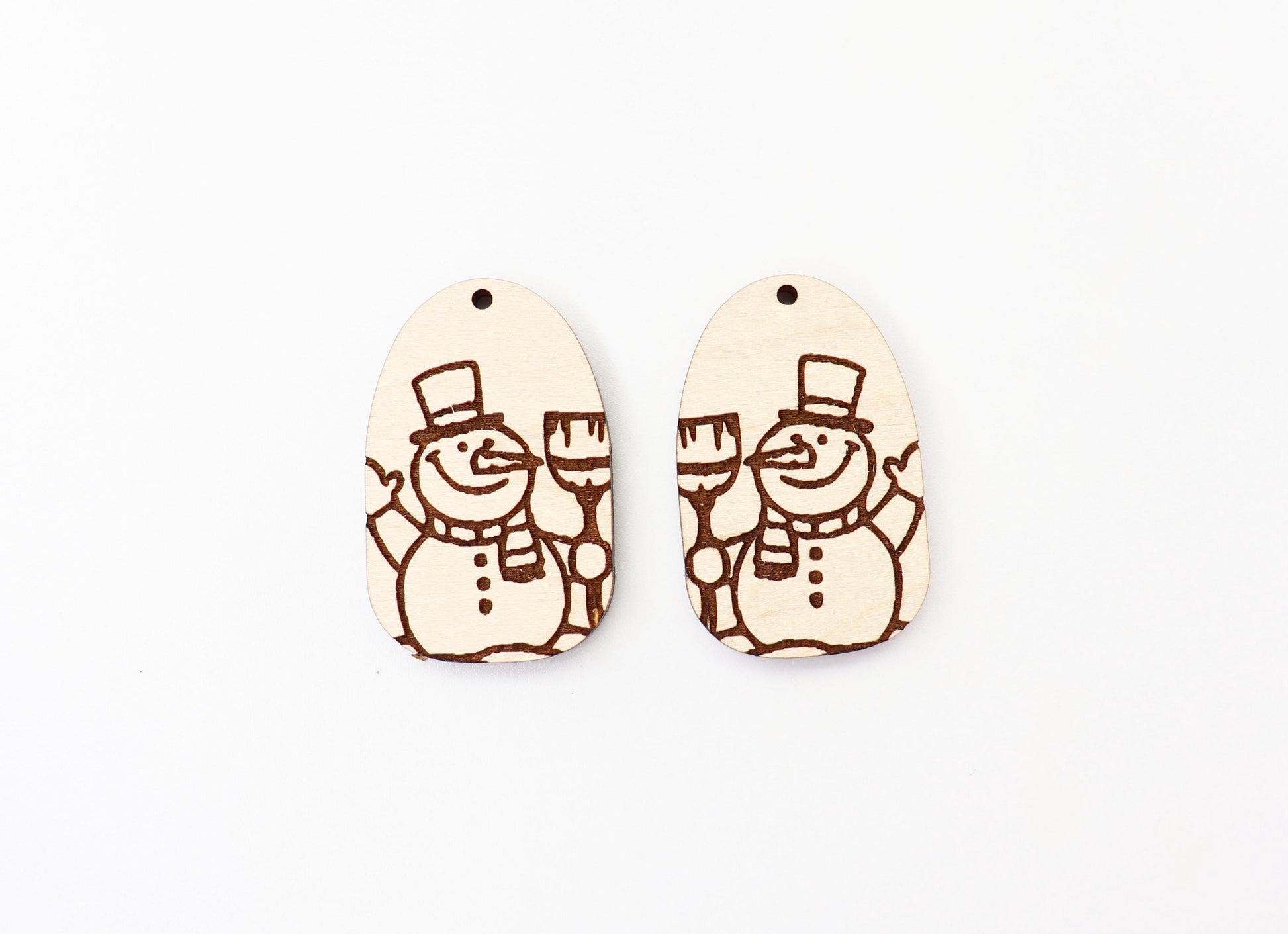 Snowman earring blanks, wood cutouts, sold per pair