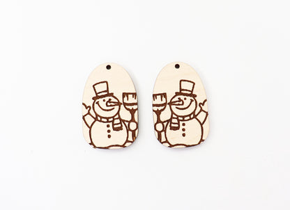 Snowman earring blanks, wood cutouts, sold per pair