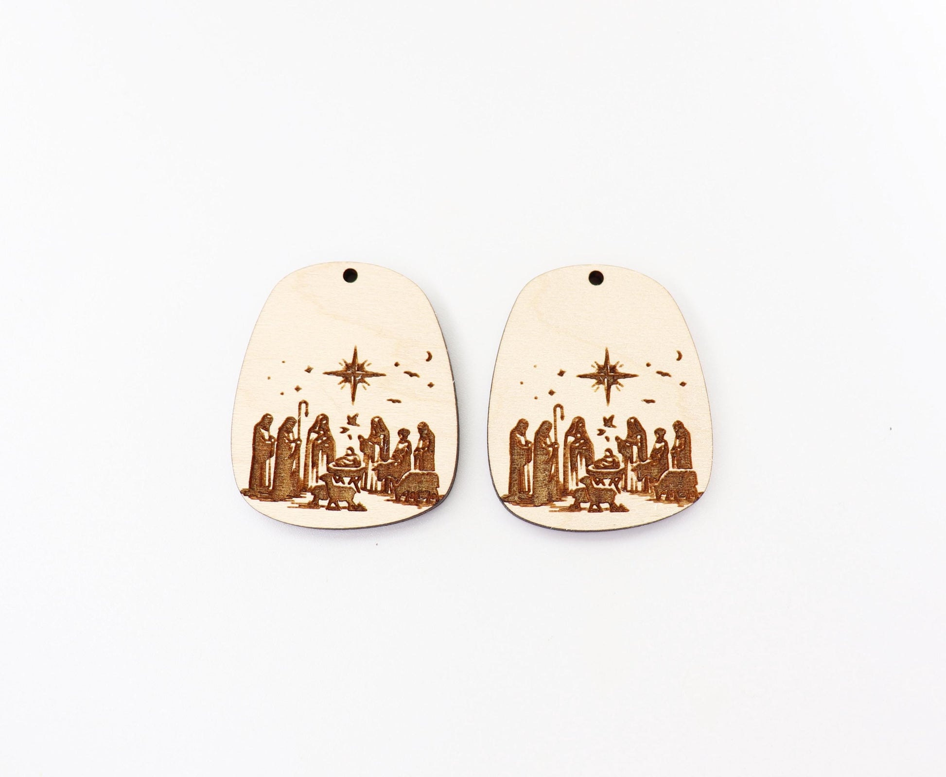 Christmas earring blanks, nativity scene, wood earring blanks