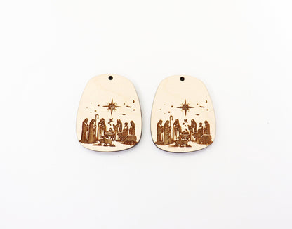 Christmas earring blanks, nativity scene, wood earring blanks