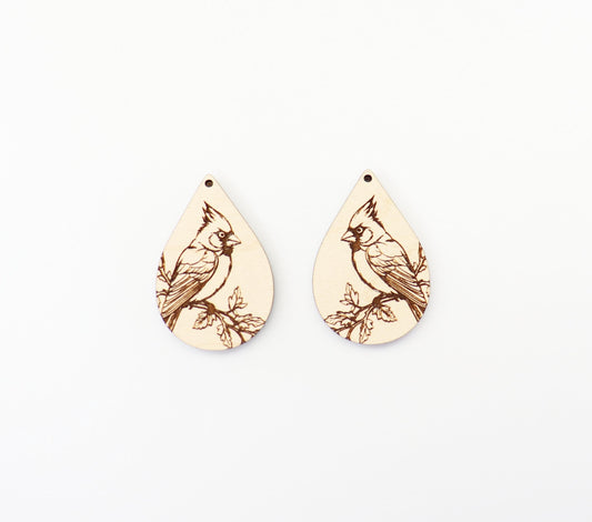 Bird wood earring blanks, wood blanks, cardinal blanks