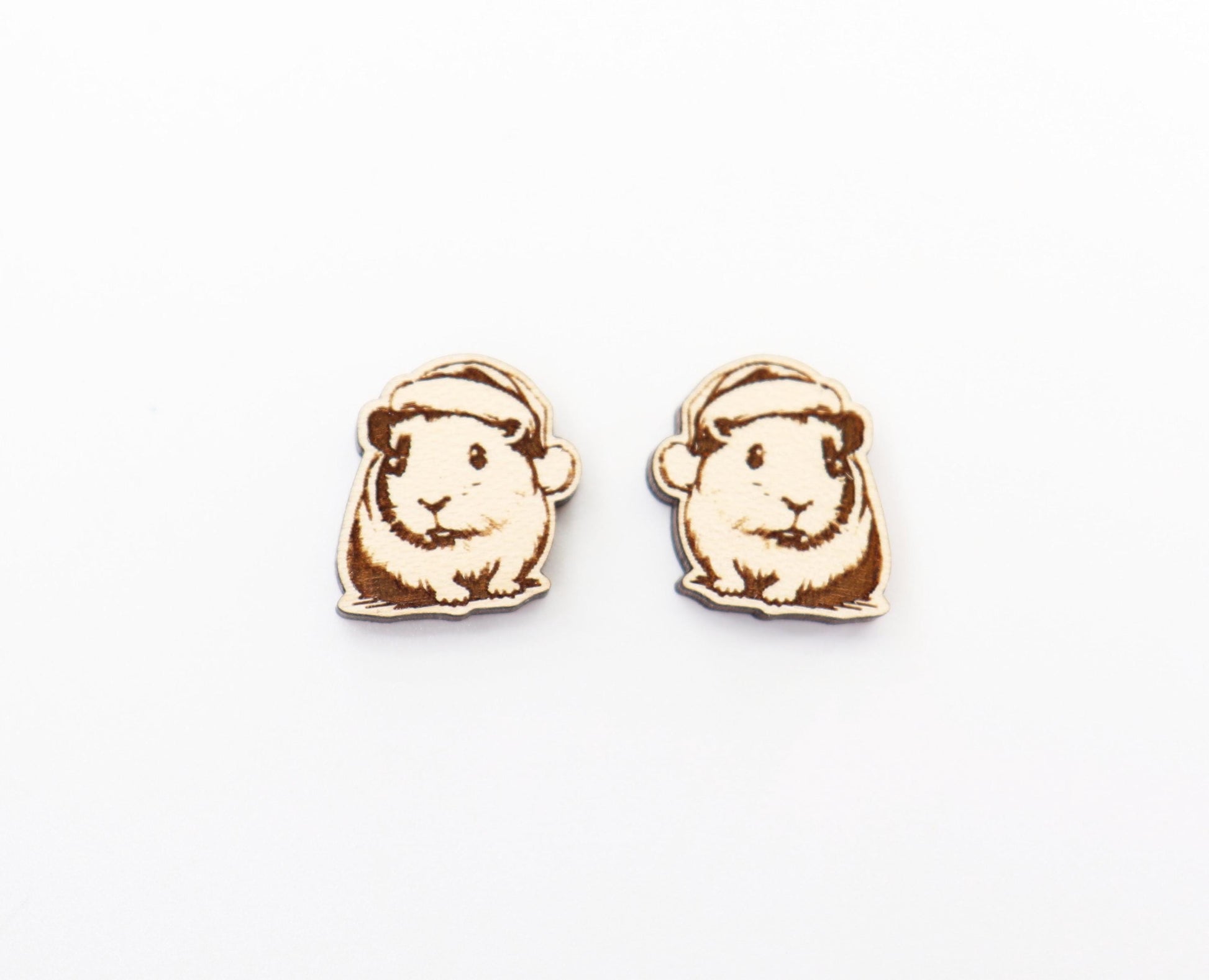 Guinea Pig Christmas stud blanks, wood earring blanks