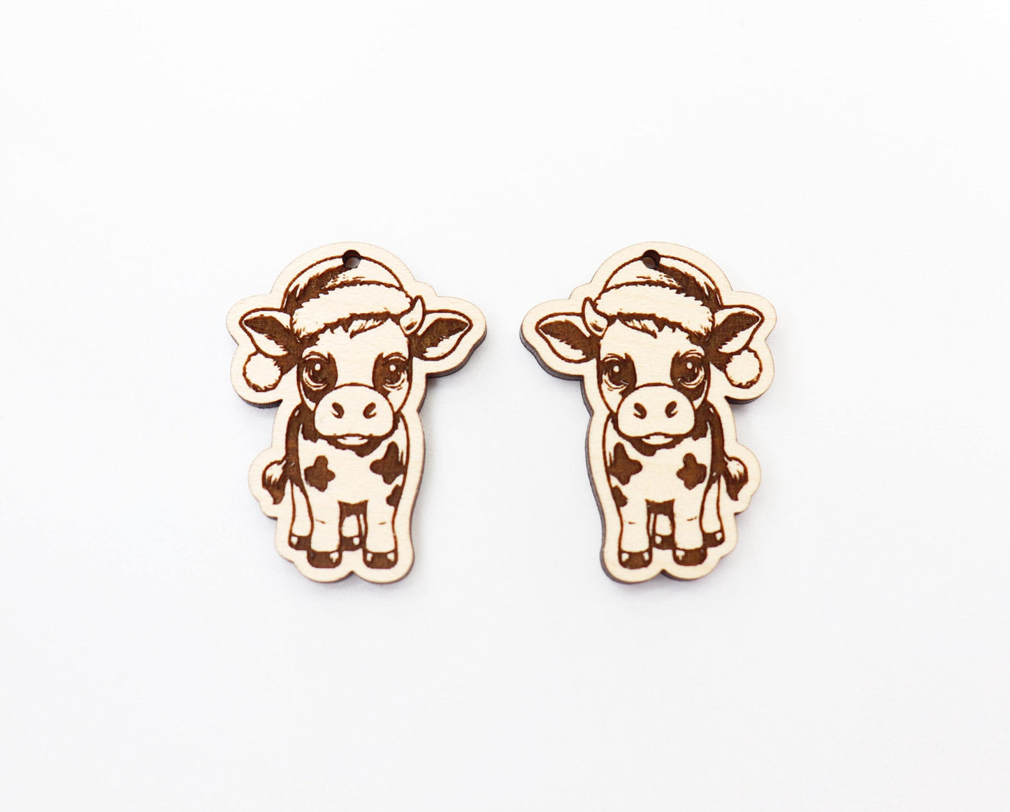 Christmas Cow earring blanks, wood earring blanks