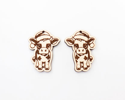 Christmas Cow earring blanks, wood earring blanks