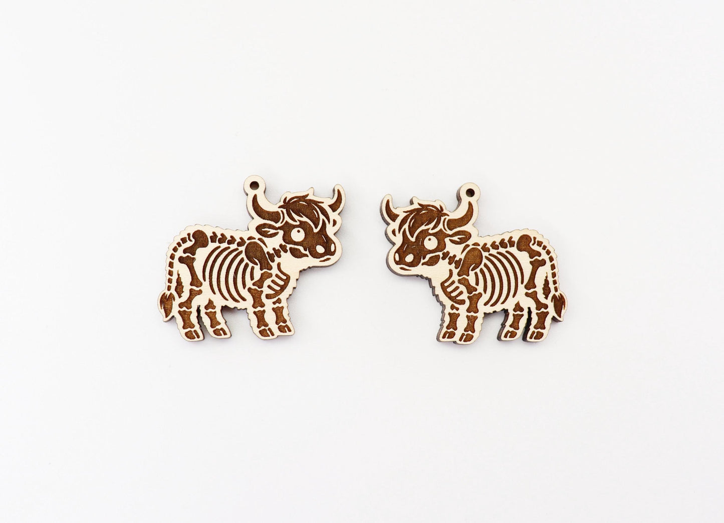 Cow skeleton earring blanks, wood earring blanks