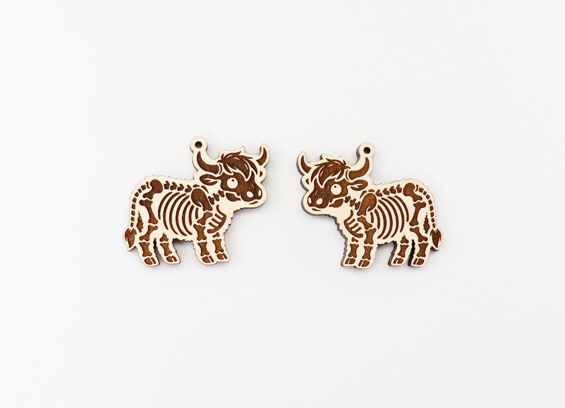 Cow skeleton earring blanks, wood earring blanks