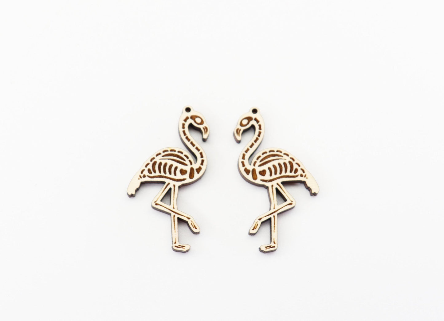 Flamingo skeleton earrings, wood earring blanks