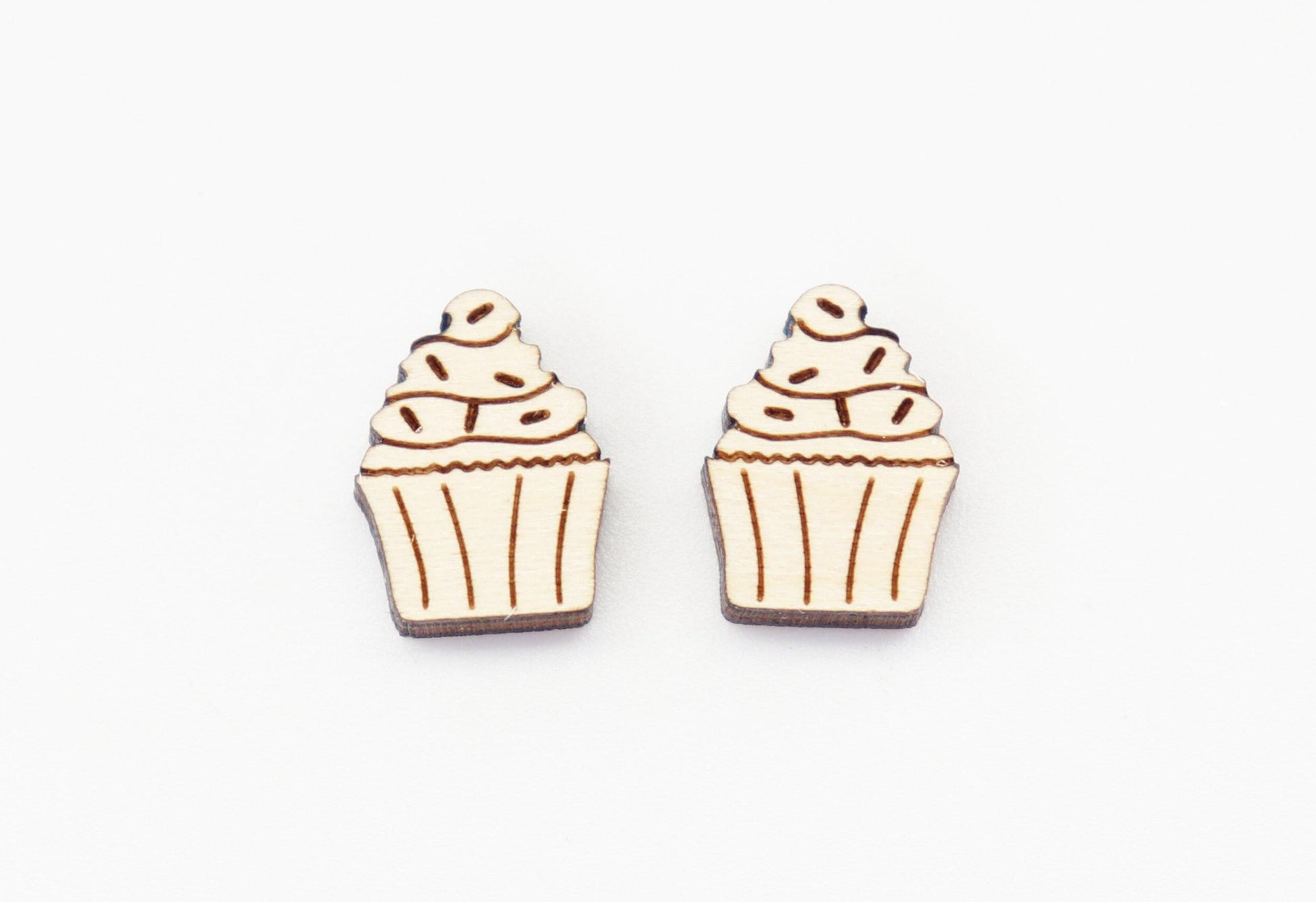 Cupcake stud blanks, wood earring blanks