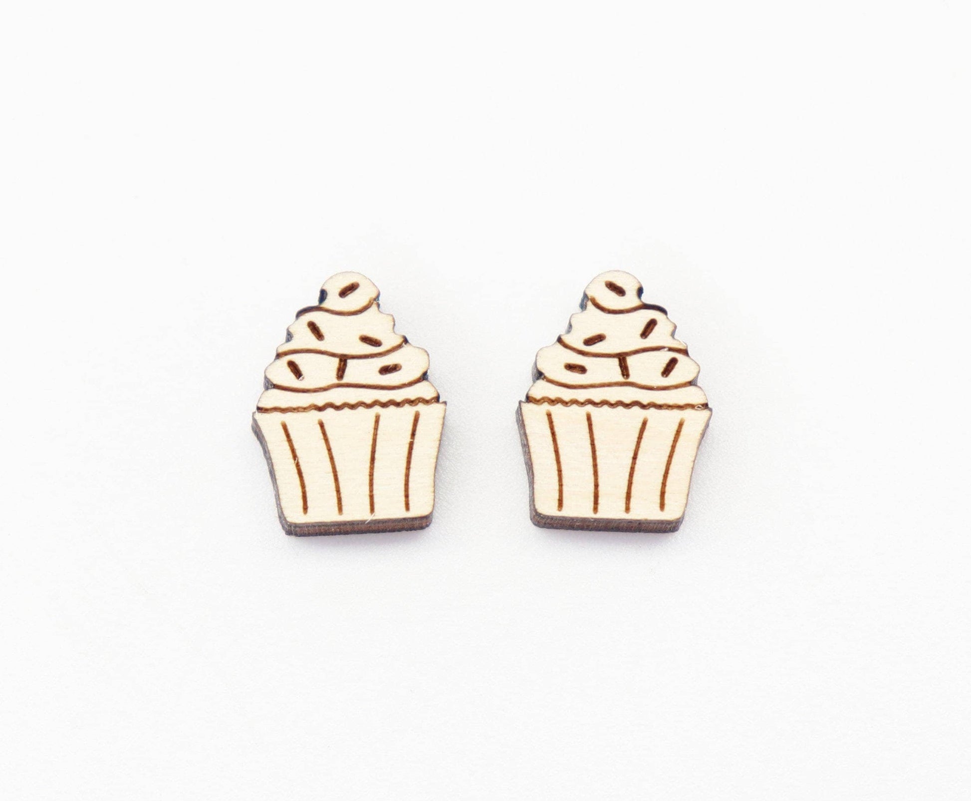 Cupcake stud blanks, wood earring blanks