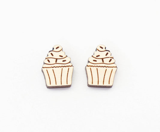 Cupcake stud blanks, wood earring blanks