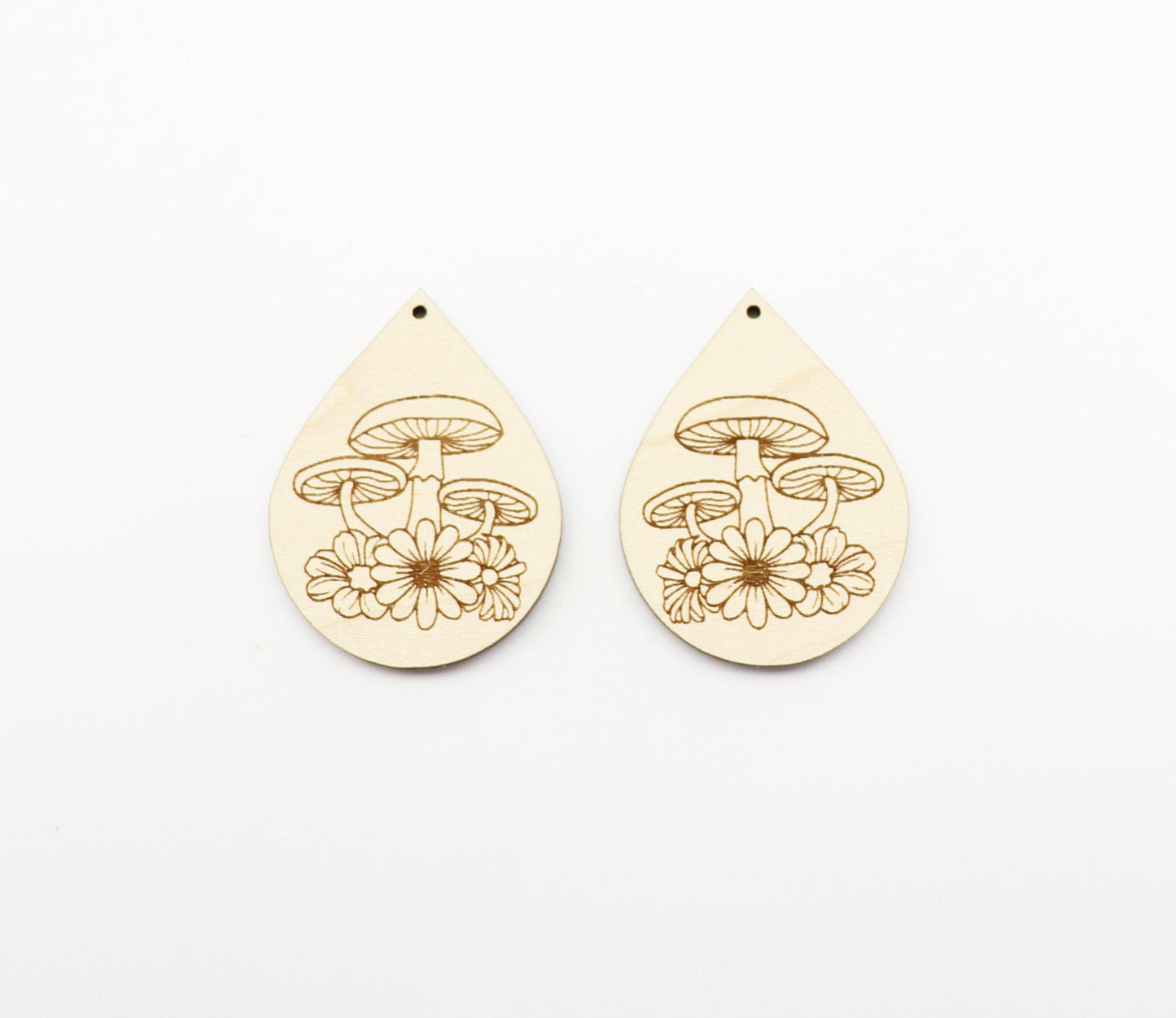 Mushroom earrings, wood earring blanks