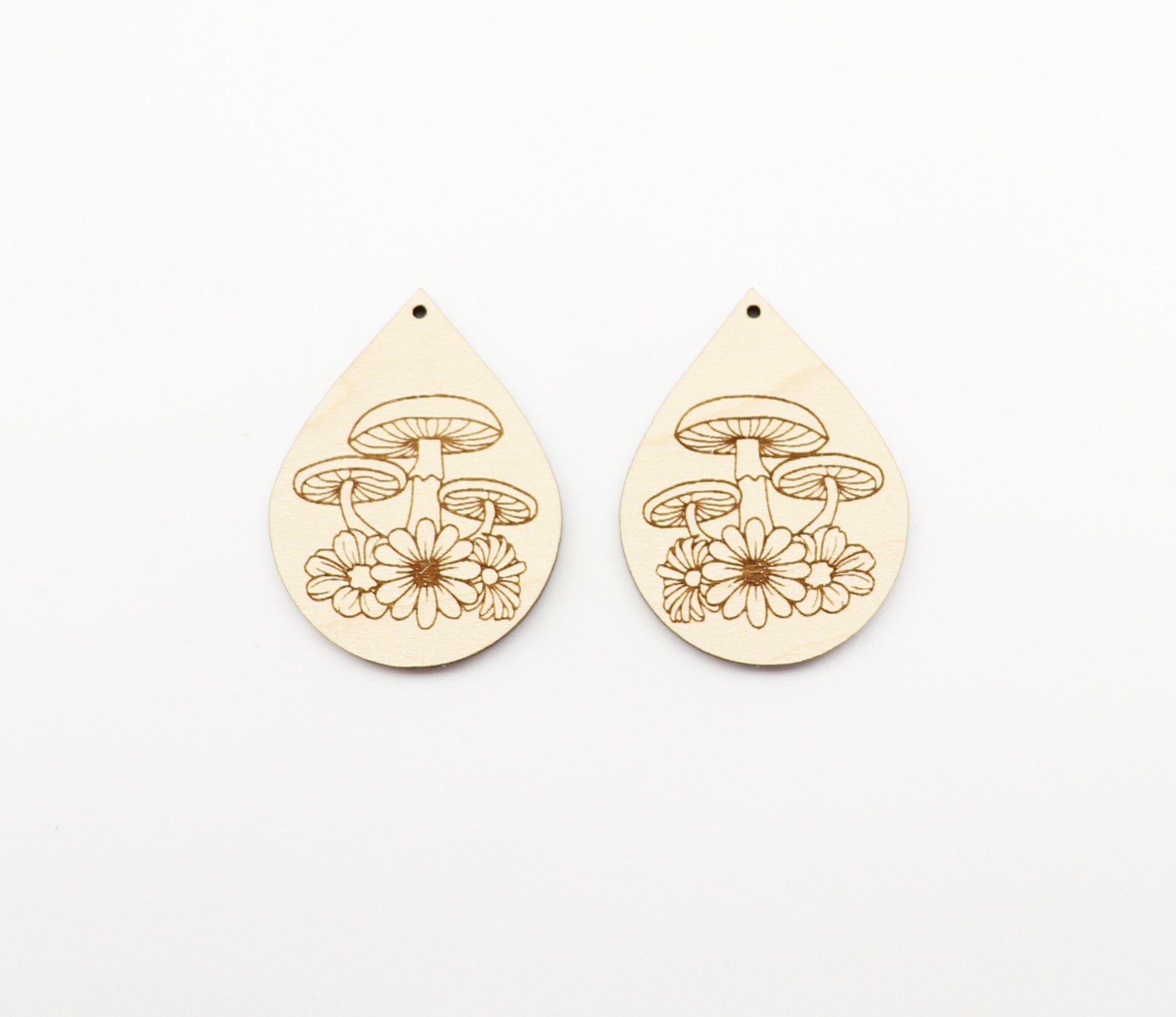 Mushroom earrings, wood earring blanks