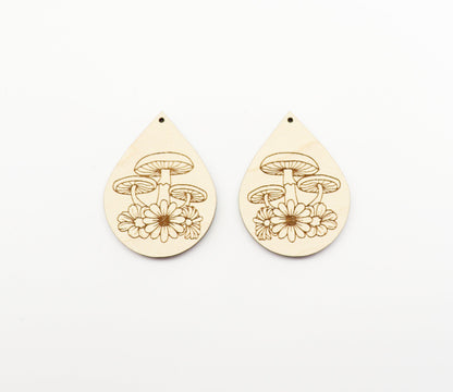 Mushroom earrings, wood earring blanks