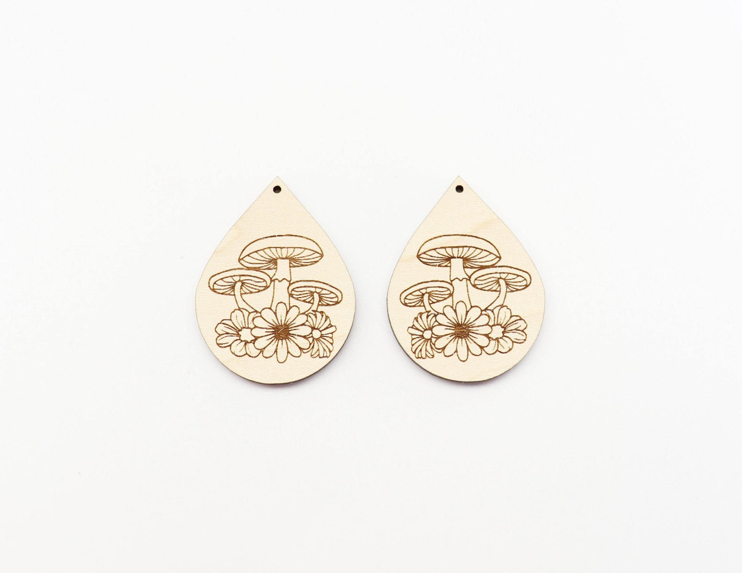 Mushroom earrings, wood earring blanks