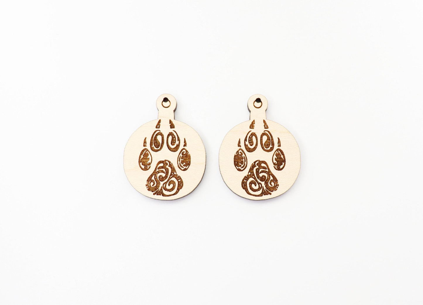 Paw ornament earring blanks, wood blanks