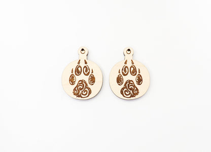 Paw ornament earring blanks, wood blanks