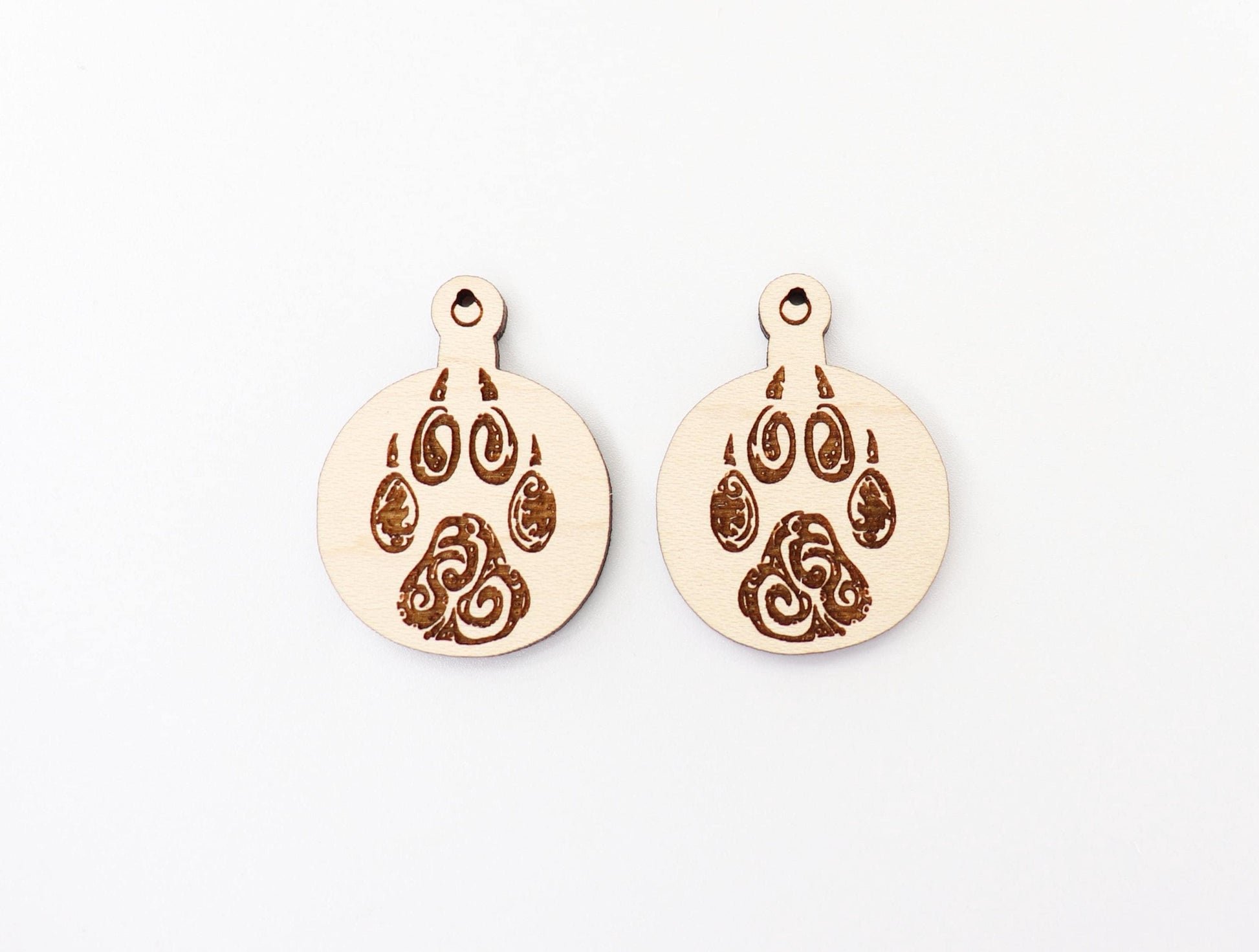 Paw ornament earring blanks, wood blanks