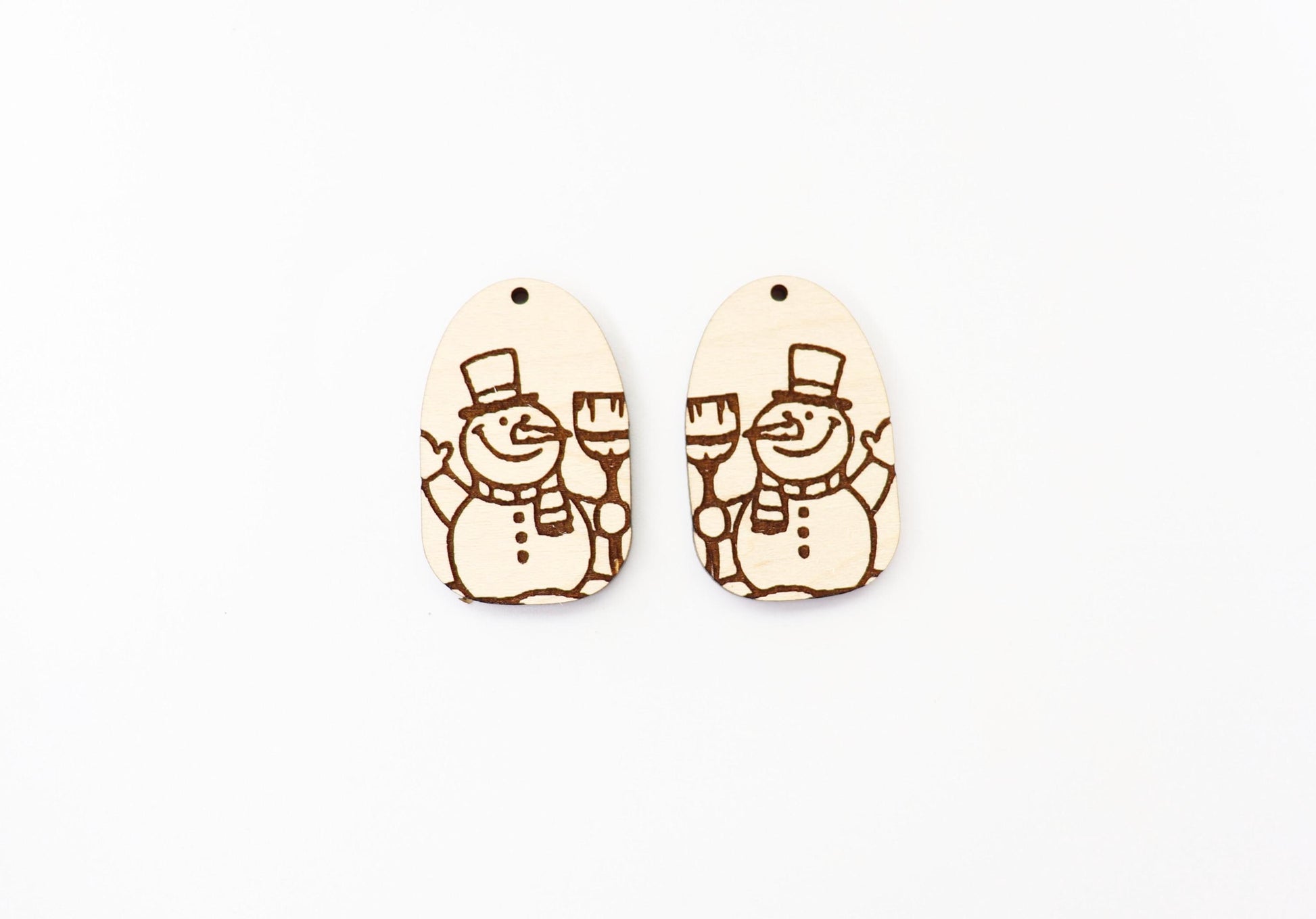 Snowman earring blanks, wood cutouts, sold per pair