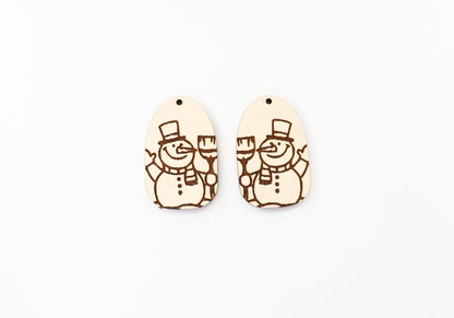 Snowman earring blanks, wood cutouts, sold per pair