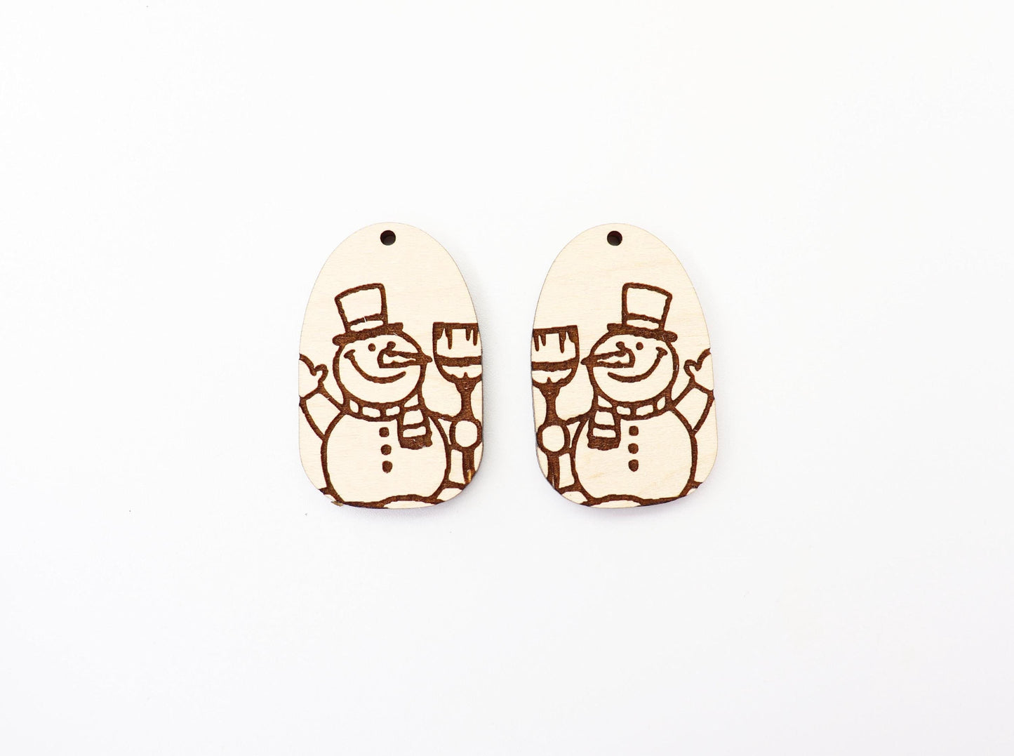 Snowman earring blanks, wood cutouts, sold per pair