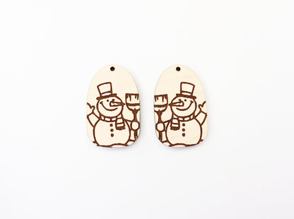 Snowman earring blanks, wood cutouts, sold per pair