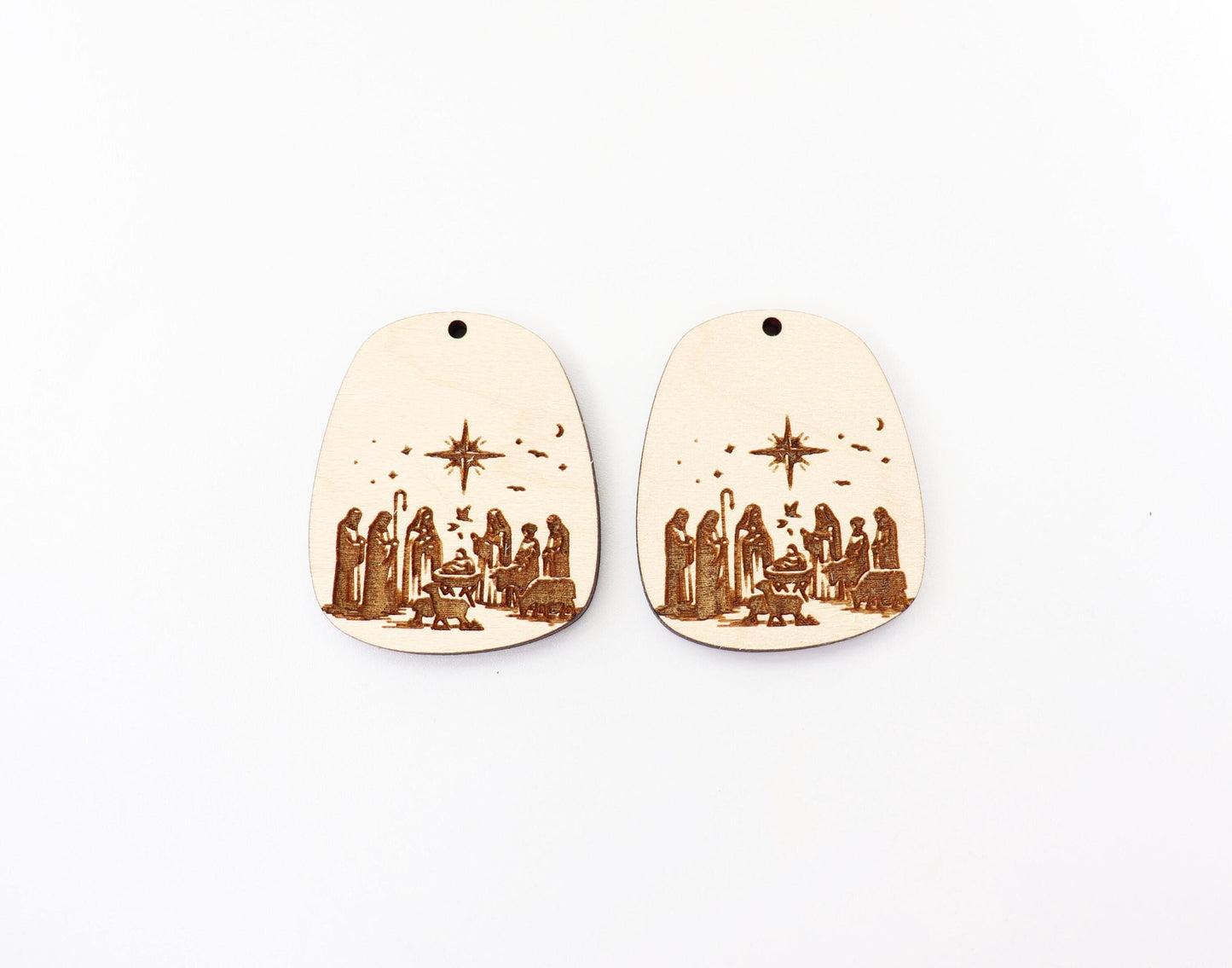 Christmas earring blanks, nativity scene, wood earring blanks