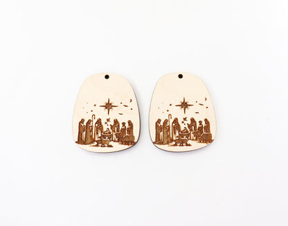 Christmas earring blanks, nativity scene, wood earring blanks