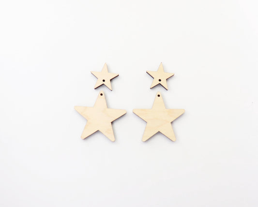 Star Earring blanks, wood blanks, DIY earrings