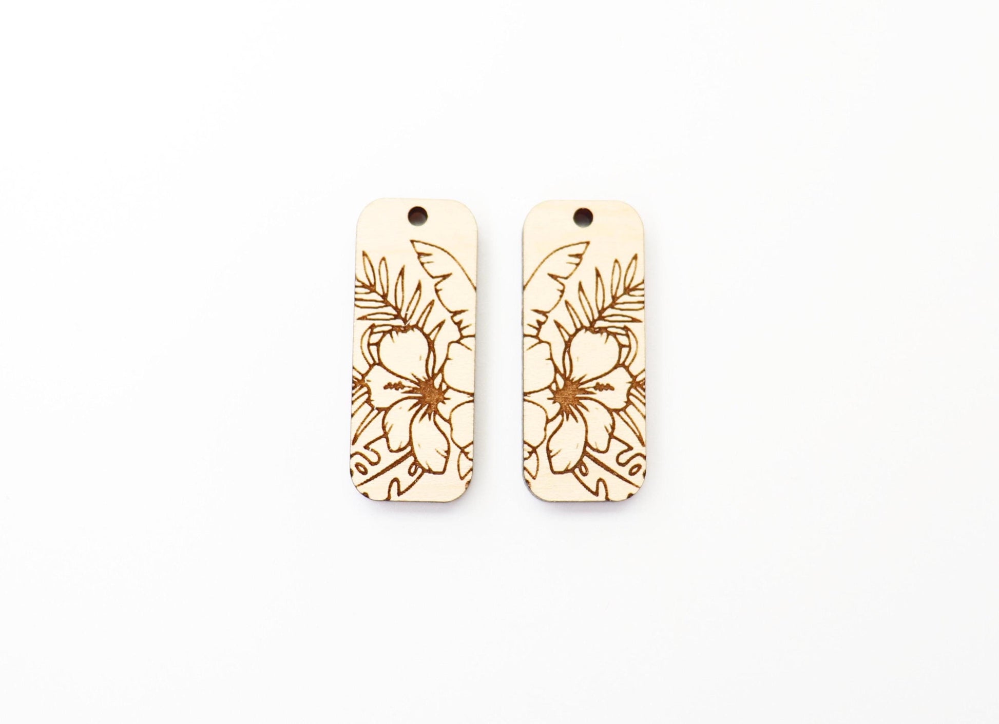 Floral wood earring blanks, earring findings,