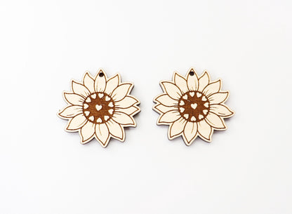 Sunflower blanks, earring blanks, wood cutouts