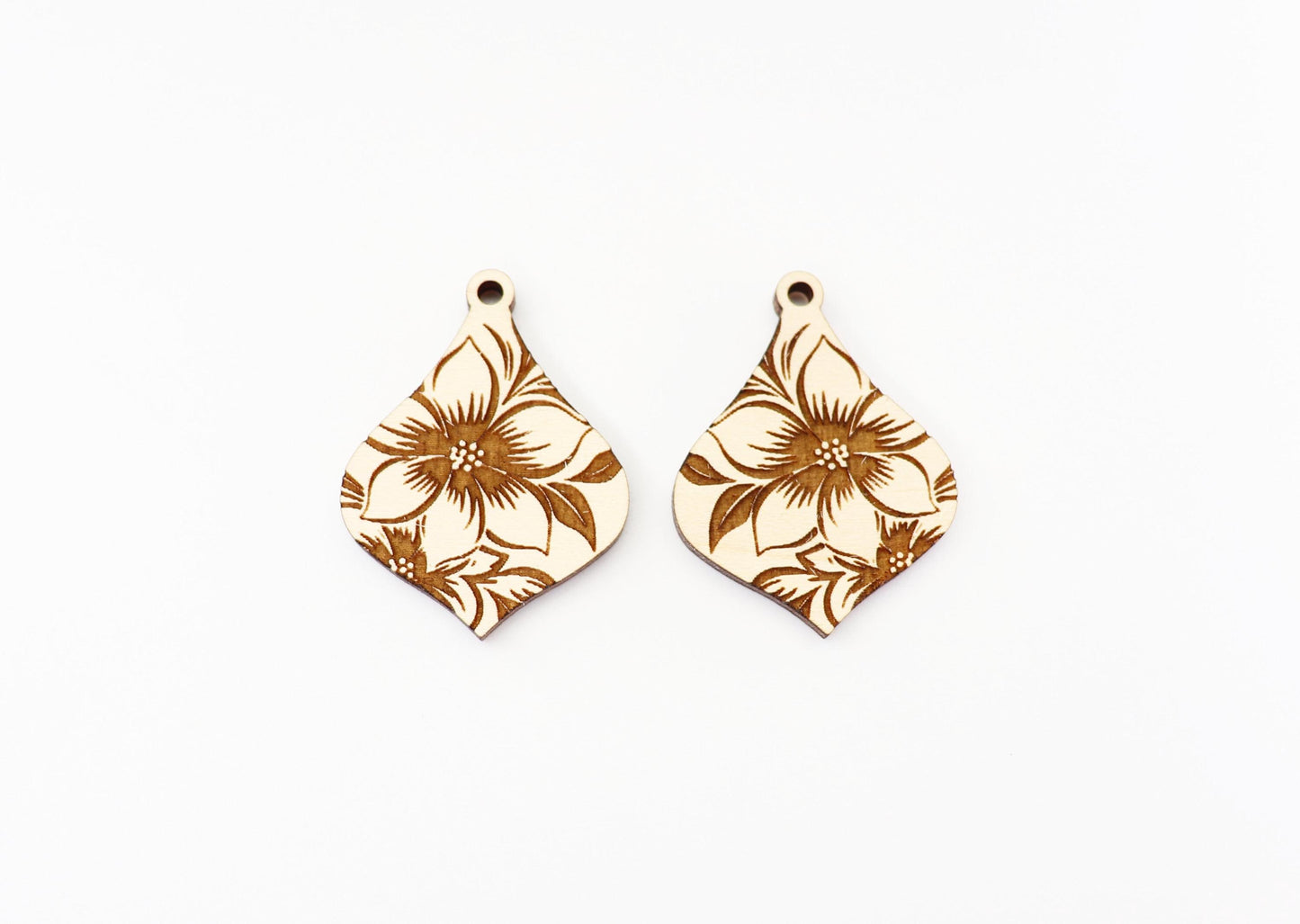 Floral wood earring blanks, earring findings,