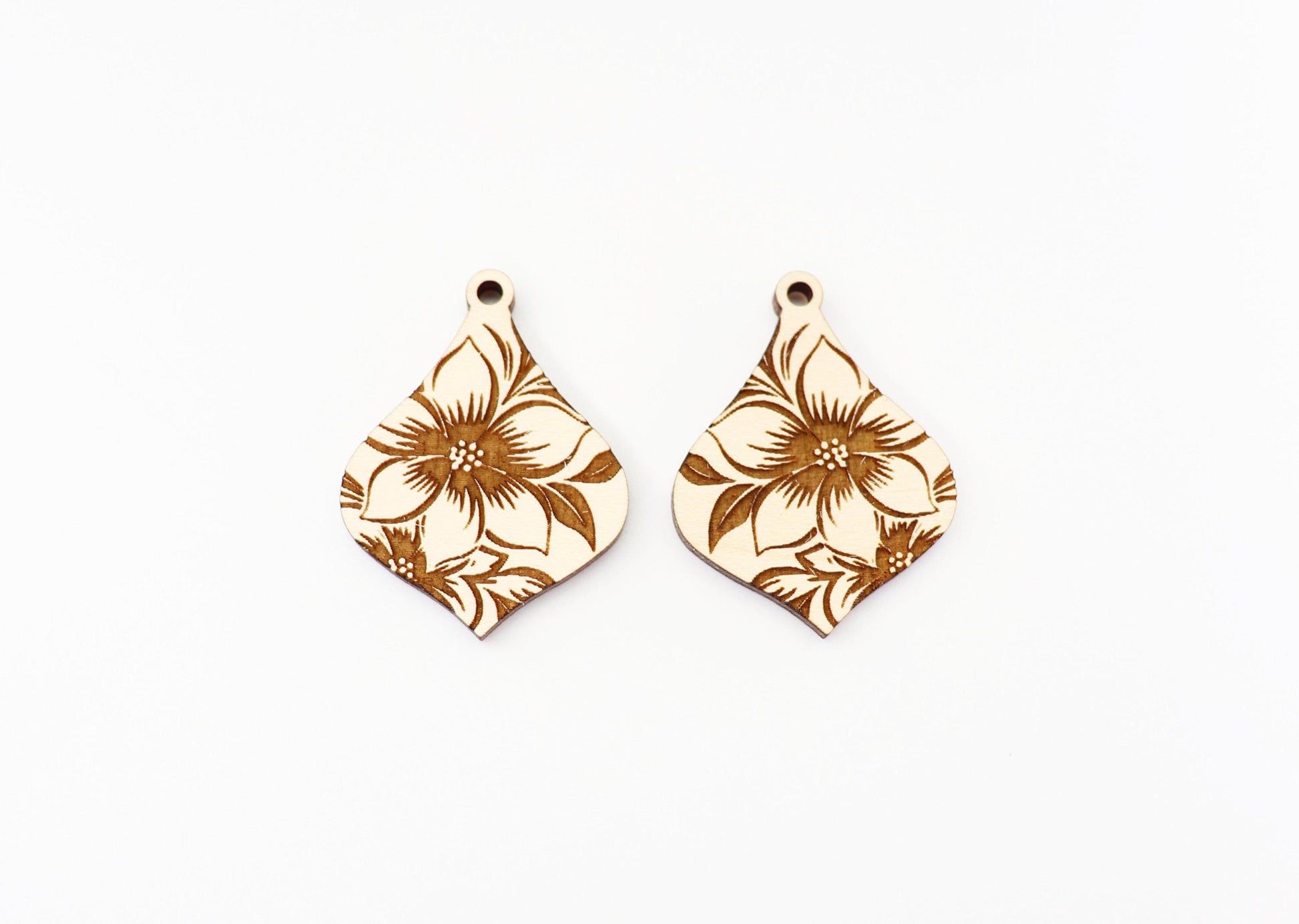 Floral wood earring blanks, earring findings,