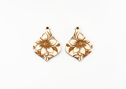 Floral wood earring blanks, earring findings,