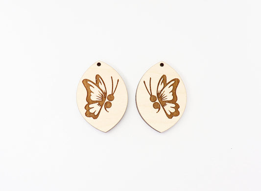 Semicolon butterfly wood blanks, earring blanks