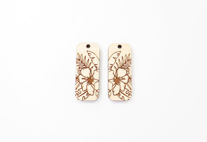 Floral wood earring blanks, earring findings,