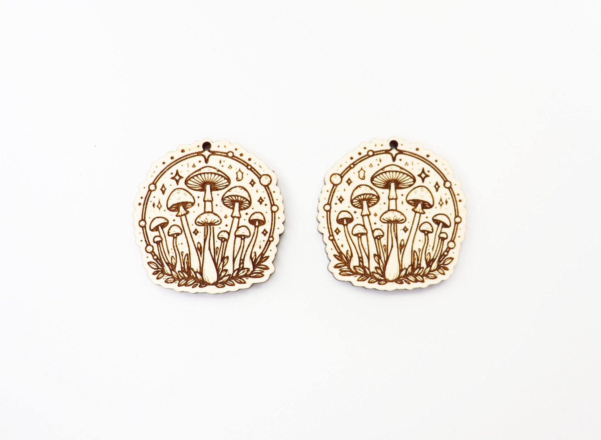 Mushroom earrings, wood earring blanks