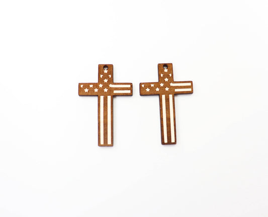 Wood cross flag blanks, earring blanks, wood blanks