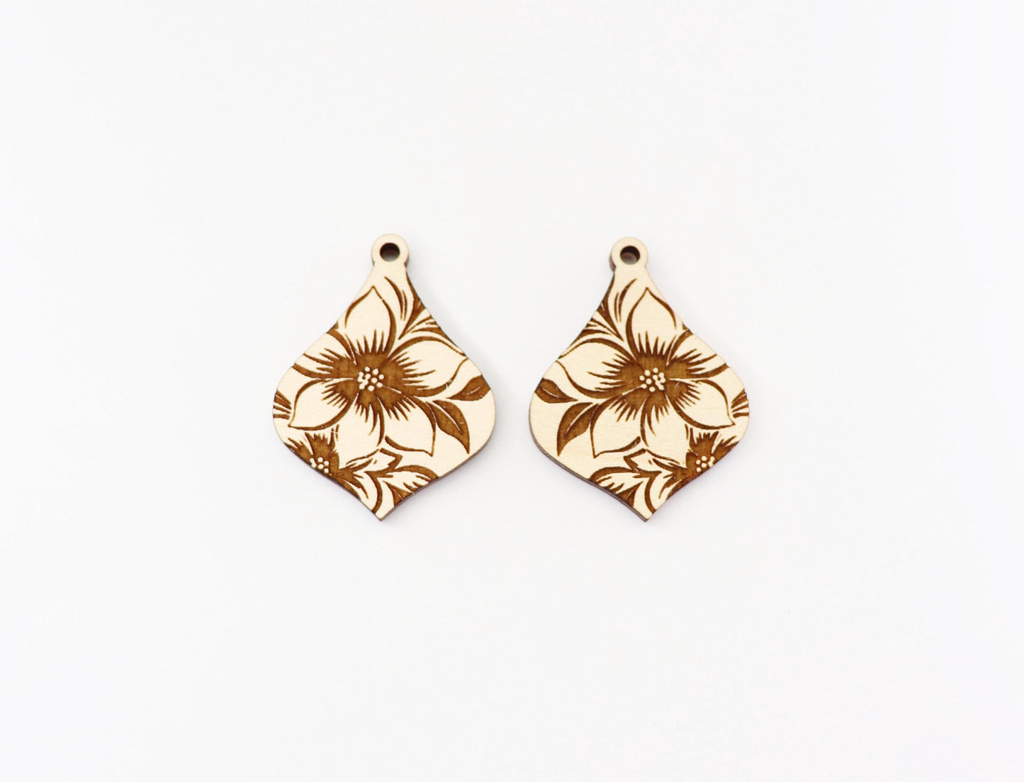 Floral wood earring blanks, earring findings,